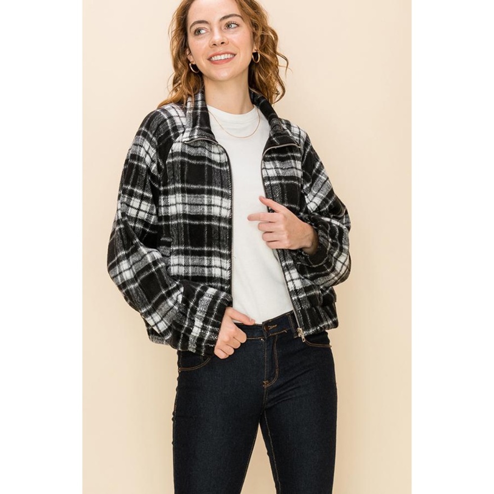 Plaid Zip Up Jacket